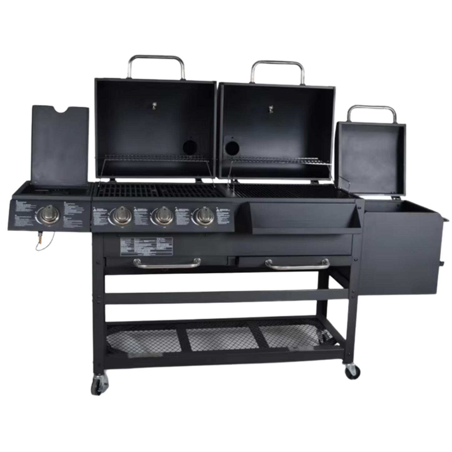 KEYO 3-Burner Gas-Charcoal & Smoker Combo Grill