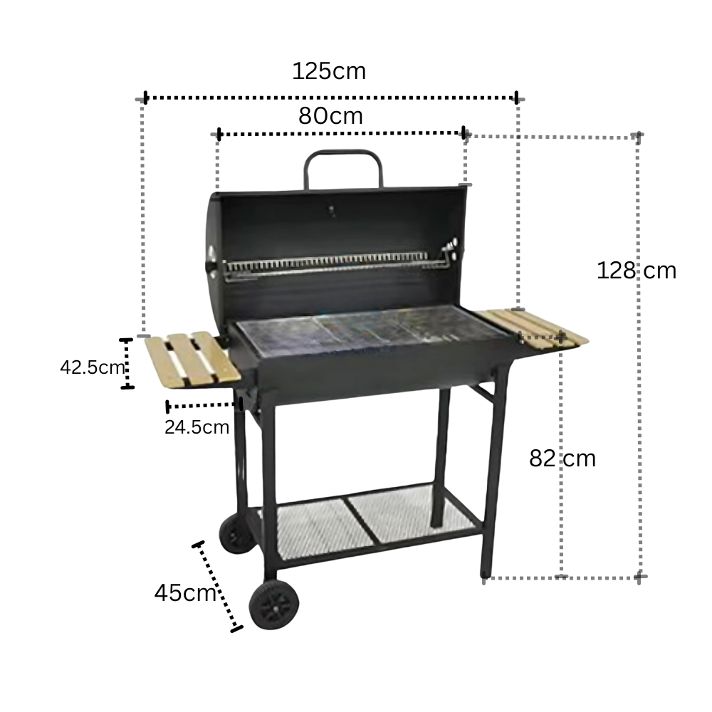 Charcoal Grill with Double-Sided Tabletop