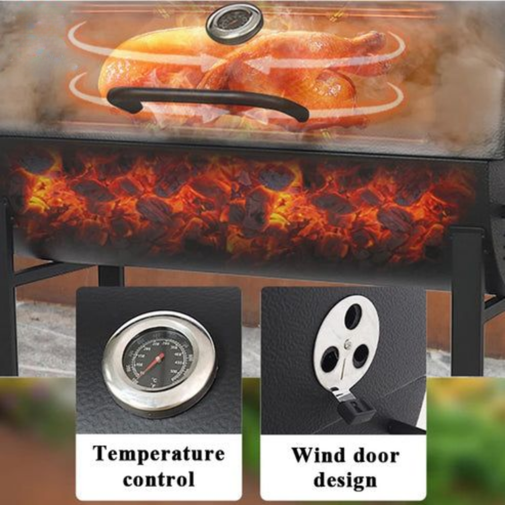 Charcoal Grill with Double-Sided Tabletop