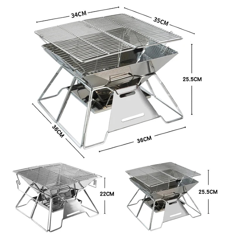 Folding Grill Fire Pit and Grill