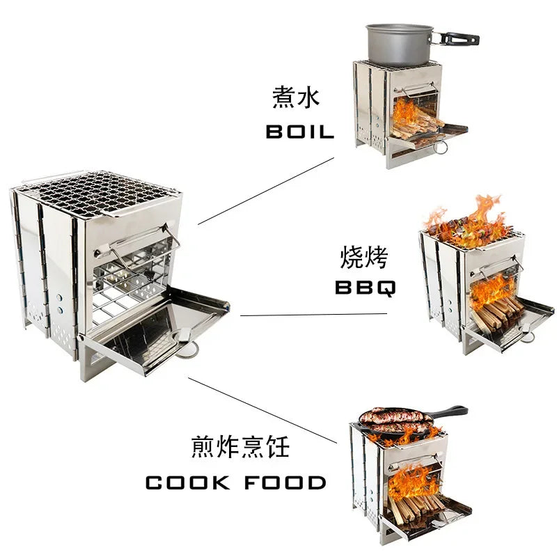 Portable Outdoor Square Firewood Stove