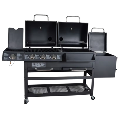 KEYO 3-Burner Gas-Charcoal & Smoker Combo Grill