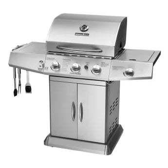 Gas BBQ Grill with Three Burners + Side Stove