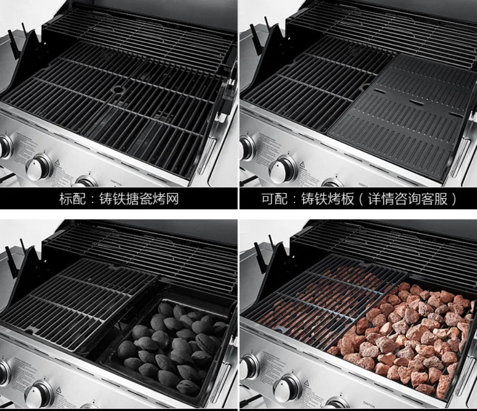 Gas BBQ Grill with Three Burners + Side Stove