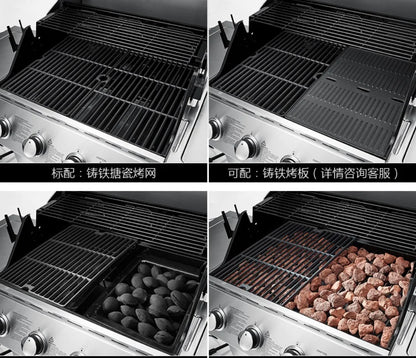 Gas BBQ Grill with Three Burners + Side Stove