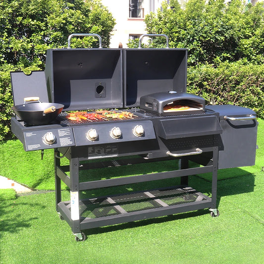 KEYO Gas & Charcoal BBQ Grills With 4 Burner